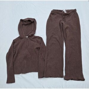 Women's True Brand Matching Brown Zip-up Sweatshirt And Pull-on Sweatpants...